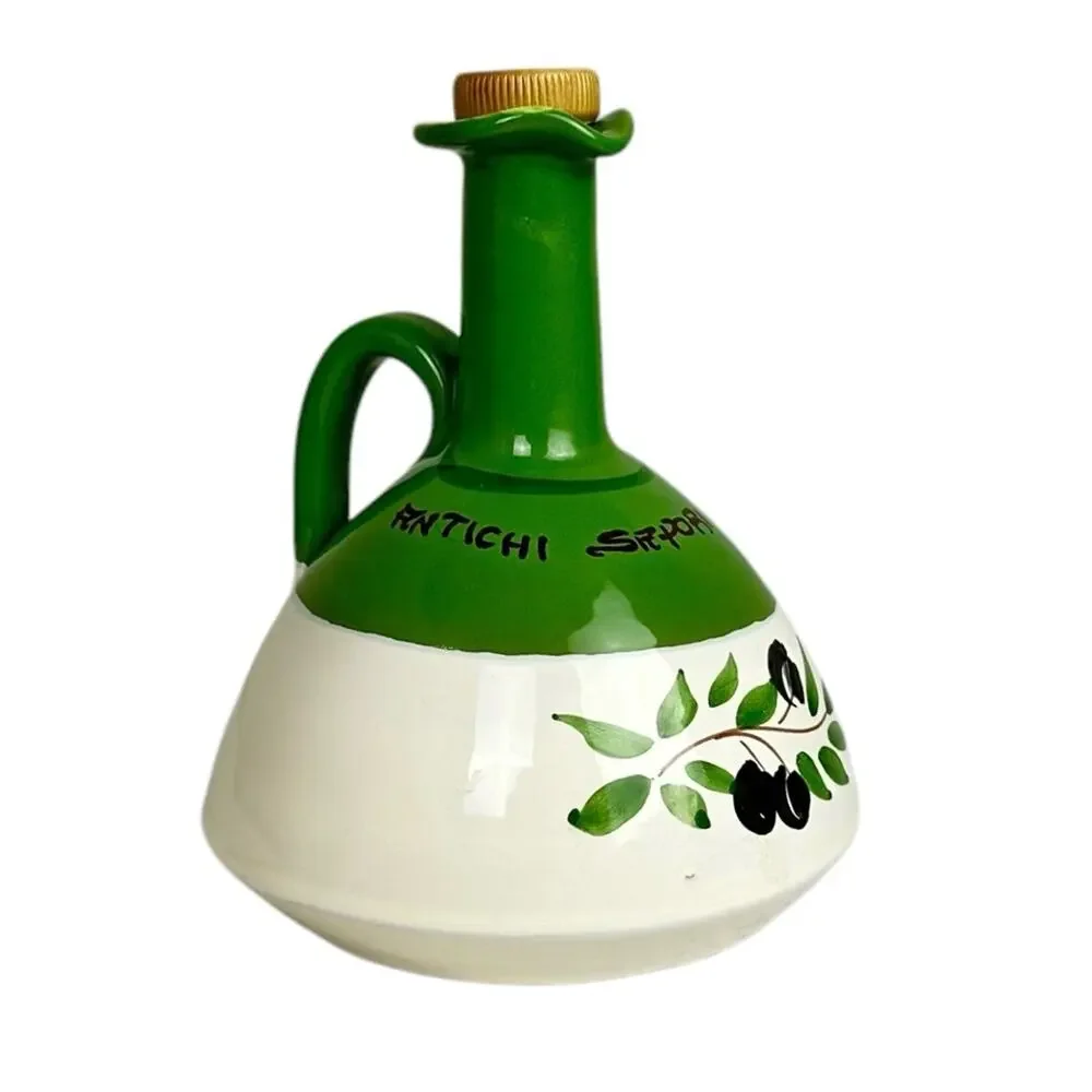 VTG Benegiamo Handcrafted Italian Olive Oil Cruet Jug with Stopper Ceramic
